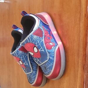 US T10 Red Light Up Velcro Spiderman Shoes